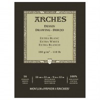Альбом для графики ARCHES Dessin Extra Blanс, 180г/м2, 23х31см, склейка по 1 стороне, 16 листов