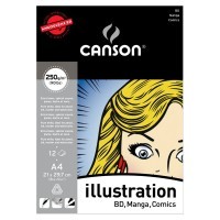 Альбом для маркера CANSON Illustration, 250г/м2, 21х29.7см, склейка 12 листов