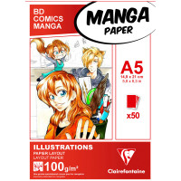 Скетчбук для маркеров `Manga Illustrations` А5 100г/м2, 50л., Clairefontaine, склейка
