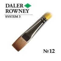 Кисть жесткая синтетика плоская укороченная №12 длинная ручка SYSTEM 3 Daler-Rowney