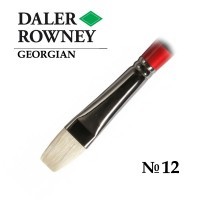 Кисть щетина плоская укороченная №12 длинная ручка GEORGIAN Daler-Rowney