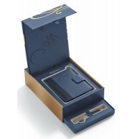 Набор Waterman Carene De Luxe Black Gold GT ручка шариковая, M синие чернила + блокнот