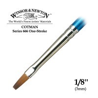Кисть синтетика плоская удлиненная 1/8'' Winsor&Newton COTMAN 666 One-Stroke, длинная ручка