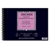 Альбом для акварели Arches 300г/м2 Сатин 31x23см, 12л., спираль