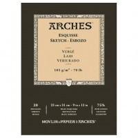 Альбом для графики ARCHES Esquisse, 105г/м2, 23х31см, Верже, склейка по 1 стороне, 20 листов