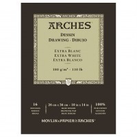 Альбом для графики ARCHES Dessin Extra Blanс, 180г/м2, 26х36см, склейка по 1 стороне, 16 листов