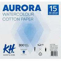 Блок акварельной бумаги , 100% хлопок, холодное пресование, 300 gsm, размер 15x15cm 15 листов