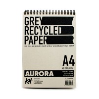 Скетчбук Grey Recycled Aurora 110г/м2 А4, серый, 50л., спираль