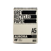 Скетчбук Grey Recycled Aurora 110г/м2 А5, серый, 50л., спираль