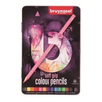 Набор цветных трехгранных карандашей в мет.коробке (розовый) TEENS Bruynzeel, 12цв.