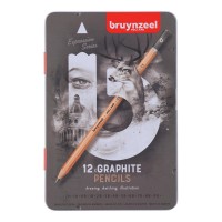 Набор чернографитных карандашей Bruynzeel Expression, 12 типов твердости, метал. коробка