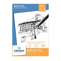 Альбом для графики CANSON Bristol, ультра-белая бумага, 180г/м2, 21х29.7см, Сатин, склейка 20 листов