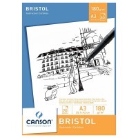 Альбом для графики CANSON Bristol, ультра-белая бумага, 180г/м2, 29.7х42см, Сатин, склейка 20 листов