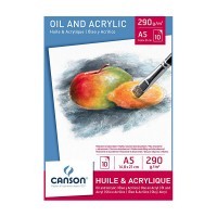 Альбом для масла и акрила CANSON Oil&Acrylic, 290г/м2, 14.8х21см, Фин, склейка 10 листов
