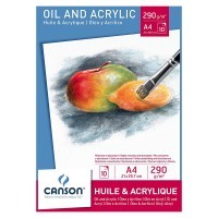 Альбом для масла и акрила CANSON Oil&Acrylic, 290г/м2, 21х29.7см, Фин, склейка 10 листов