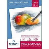 Альбом для масла и акрила CANSON Oil&Acrylic, 290г/м2, 29.7х42см, Фин, склейка 10 листов