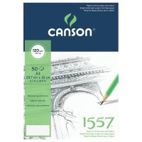 Альбом для графики CANSON 1557, 120г/м2, 29.7х42см, Легкое зерно, склейка 50 листов