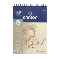 Альбом на спирали для графики CANSON 1557, 120г/м2, 14.8х21см, Легкое зерно, 50 листов