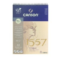 Альбом на спирали для графики CANSON 1557, 120г/м2, 21х29.7см, Легкое зерно, 50 листов