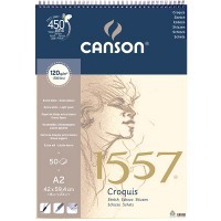 Альбом на спирали для графики CANSON 1557, 120г/м2, 42х59.4см, Легкое зерно, 50 листов