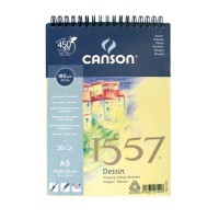 Альбом на спирали для графики CANSON 1557, 180г/м2, 14.8х21см, Легкое зерно, 30 листов