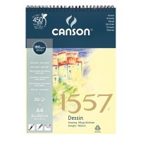 Альбом на спирали для графики CANSON 1557, 180г/м2, 21х29.7см, Легкое зерно, склейка 30 листов