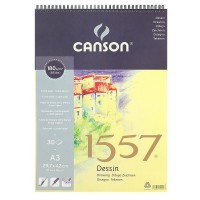 Альбом на спирали для графики CANSON 1557, 180г/м2, 29.7х42см, Легкое зерно, склейка 30 листов