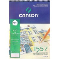 Альбом на спирали для графики CANSON 1557, 180г/м2, 42х59.4см, Легкое зерно, склейка 30 листов