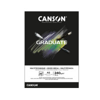 Альбом CANSON Graduate Mix Media Black 240г/м2 A5, черный, 20л., склейка