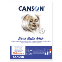 Альбом CANSON Artist Mix Media, 60% хлопок, 300г/м2, А3, 25л., склейка