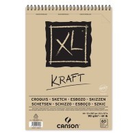 Альбом на спирали для графики CANSON XL Kraft, коричневая бумага, 90г/м2, 21х29.7см, Легкий рубчик, 60 листов