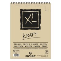 Альбом на спирали для графики CANSON XL Kraft, коричневая бумага, 90г/м2, 29.7х42см, Легкий рубчик, 60 листов