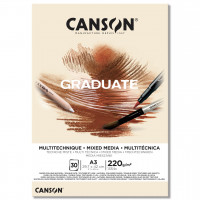 Альбом CANSON Graduate Mix Media, 220г/м2, А3, кремовый, 30л., склейка