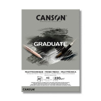 Альбом CANSON Graduate Mix Media, 220г/м2, A5, серый, 30л., склейка