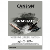 Альбом CANSON Graduate Mix Media, 220г/м2, A3, серый, 30л., склейка
