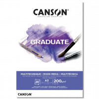 Альбом CANSON Graduate Mix Media, 200г/м2, A3, белый, 20л., склейка