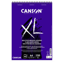 Альбом CANSON XL Fluid Mix Media, 250гр/м2, A4, супер-белый, 30л., на спирали