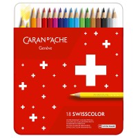 Набор карандашей водоустойчивых Caran d’Ache Swisscolor, 18цв. (метал. коробка)