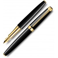 Ручка перьевая Carandache Leman Ebony black lacquered GP, перо золото 18K тонкое F