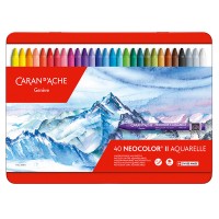 Набор пастели восковой акварельной Caran d’Ache Neocolor II, 40цв. (метал.коробка)