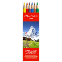 Акварельные карандаши Caran d’Ache Prismalo Aquarelle, 6цв., пластик. коробка