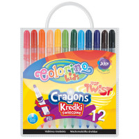 Восковые мелки Colorino с выдвижным стержнем 12 цветов