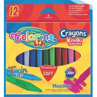 Восковые мелки Colorino `Plastic triangle` 12 цветов треугольные
