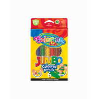 Colorino Круглые цветные карандаши EXTRA JUMBO с корпусом натурального дерева 6 цветов