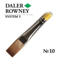 Кисть жесткая синтетика плоская №10 длинная ручка SYSTEM 3 Daler-Rowney