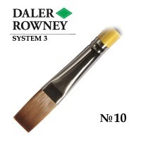 Кисть жесткая синтетика плоская №10 длинная ручка SYSTEM 3 Daler-Rowney