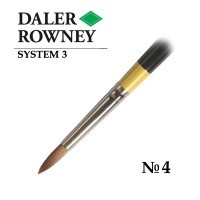 Кисть жесткая синтетика круглая №4 длинная ручка SYSTEM 3 Daler-Rowney