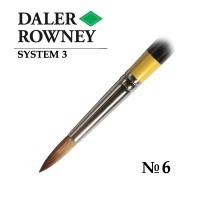 Кисть жесткая синтетика круглая №6 длинная ручка SYSTEM 3 Daler-Rowney