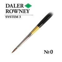 Кисть жесткая синтетика круглая №0 длинная ручка SYSTEM 3 Daler-Rowney