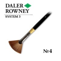 Кисть жесткая синтетика веерная №4 длинная ручка SYSTEM 3 Daler-Rowney